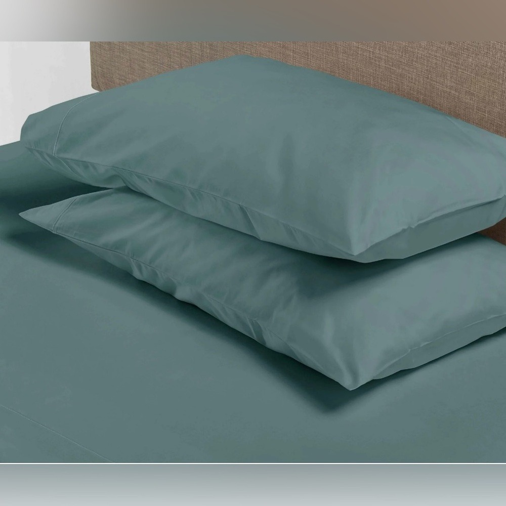 New Hotel Style 600 Thread Teal Cotton Sateen-Weave Pillowcase, King (2)